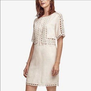"ANN TAYLOR" IVORY CROCHET TRIM BOHEMIAN SUMMER SHIFT DRESS SIZE: 4 NWT $120